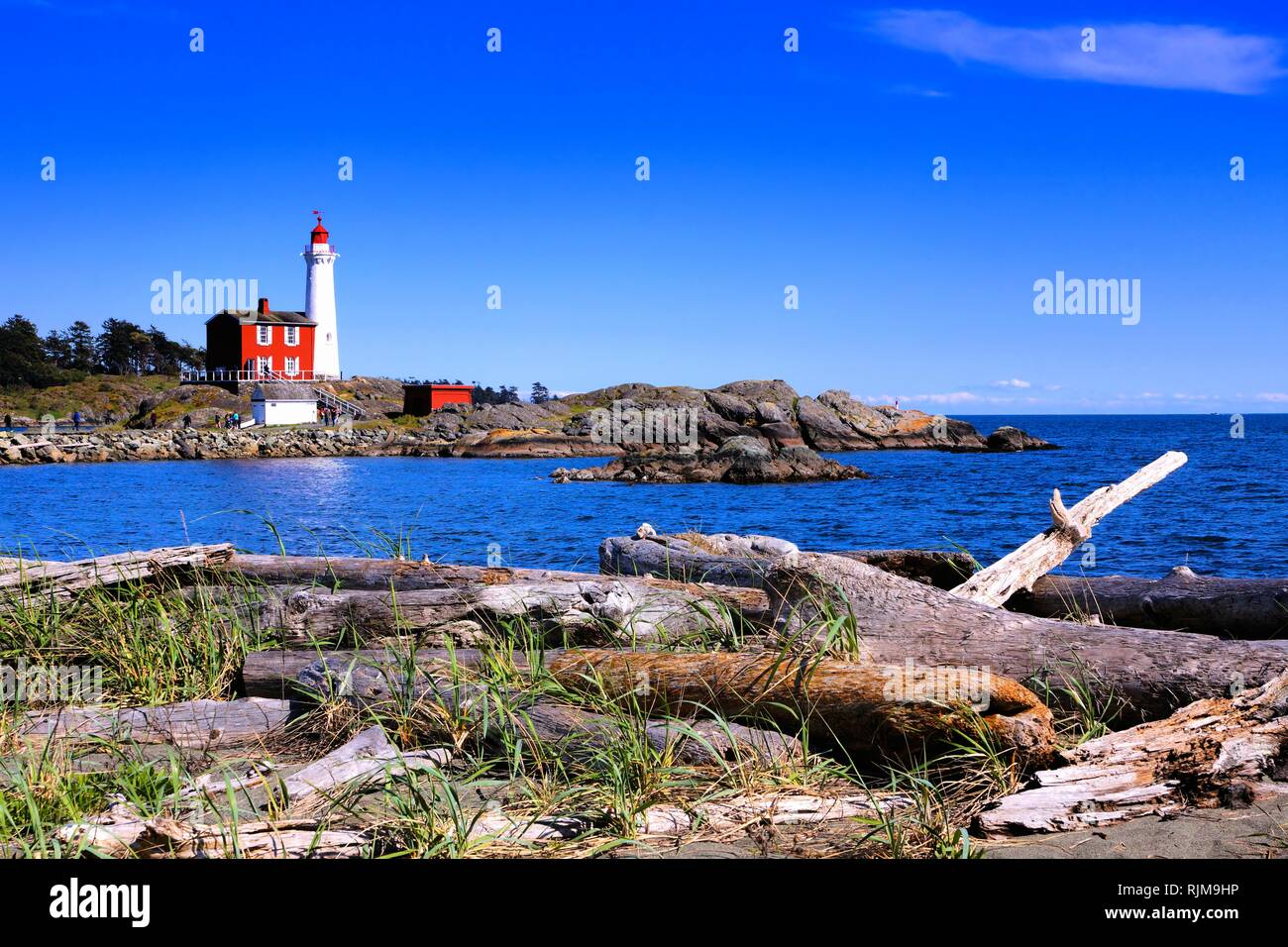 Fisgard Leuchtturm National Historic Site entlang der Pazifikküste in der Nähe von Victoria, BC, Kanada Stockfoto