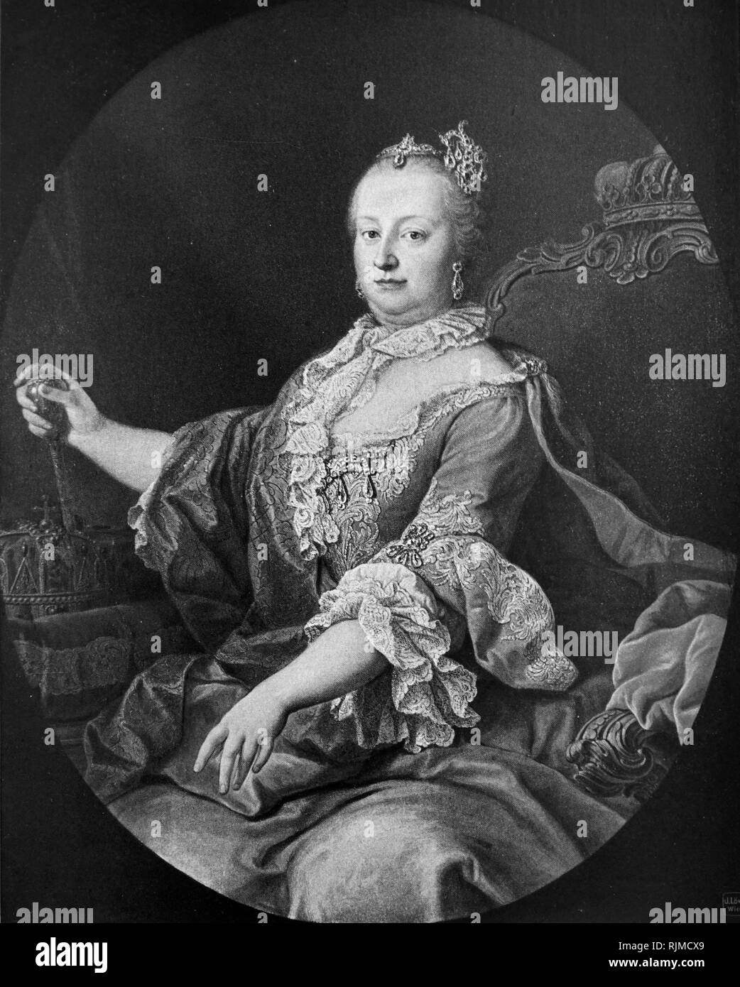 Abbildung: Maria Theresia (1717 - 1780), der einzige weibliche Herrscher der Habsburgischen Herrschaften und der letzte des Hauses Habsburg. Stockfoto