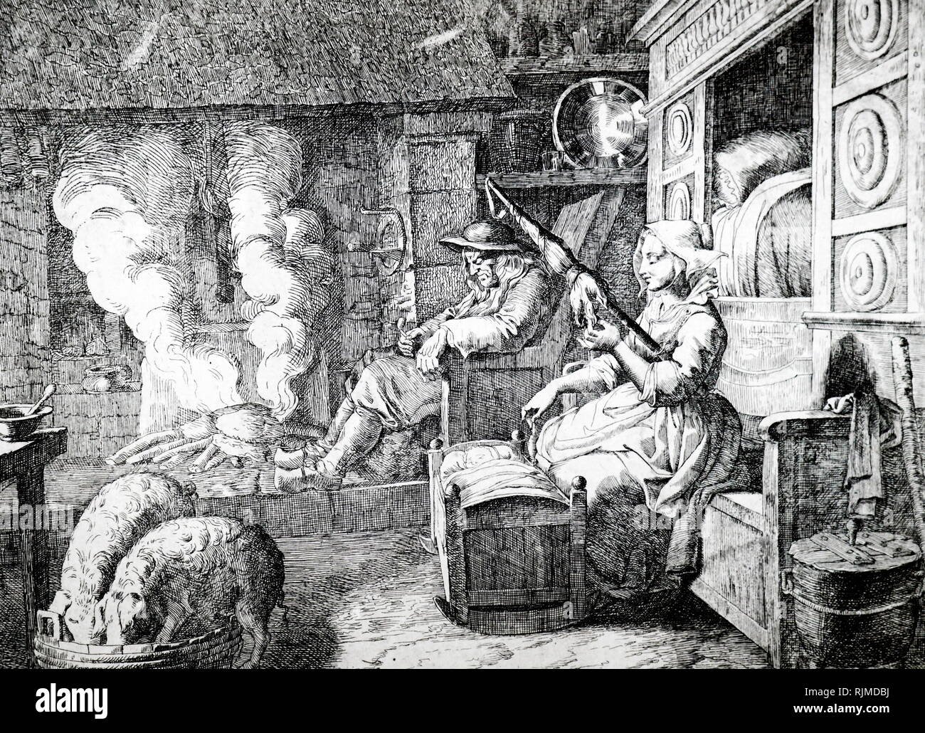 Abbildung zeigt eine typische 17./18. Jahrhundert bäuerliche Cottage