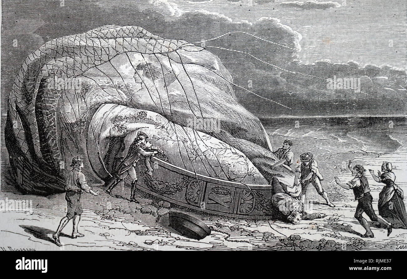 Abbildung: Jean Francois Pilatre de Rozier (1756-1783) Französischer aeronaut: Am 15. Juni 1785 starb an der Küste von Boulogne beim Versuch, den Kanal in einer hybriden heiße Luft und Wasserstoff Ballon zu überqueren. Stockfoto