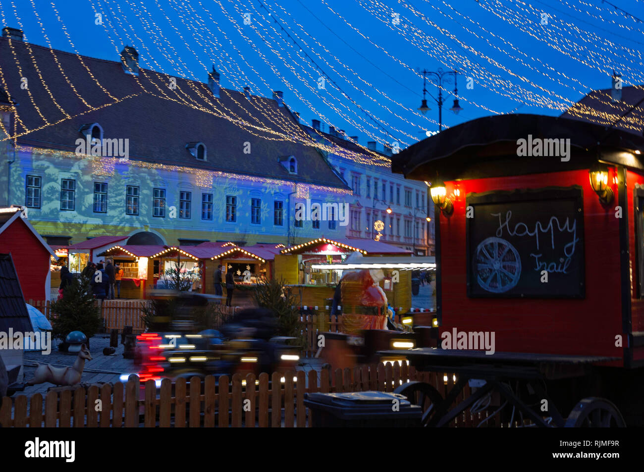 Ein "Happy Trails" essen Kantine in Sibiu/Hermannstadt Weihnachtsmarkt Stockfoto