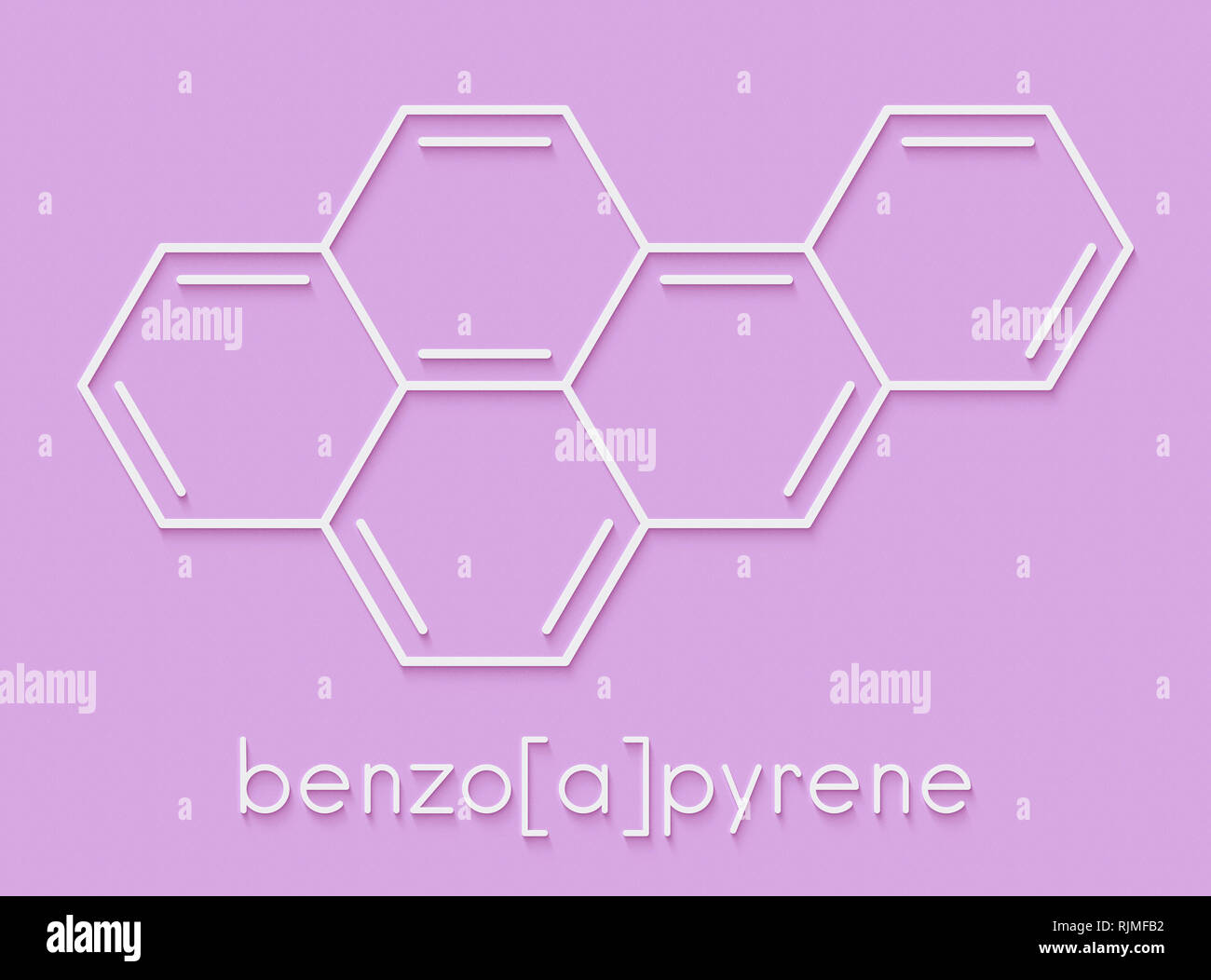 Benzo[a]pyren (BaP) Polyzyklische aromatische Kohlenwasserstoffe Molekül. Skelettmuskulatur Formel. Stockfoto