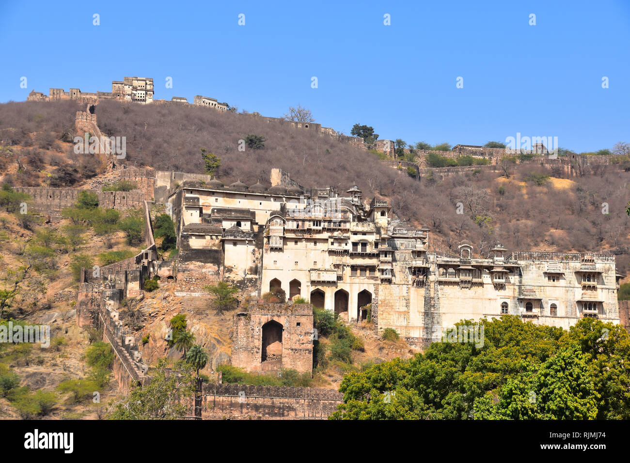 Bundi Palast & Taragarh Fort, oder Stern fort, Bundi, Rajasthan, Indien Stockfoto