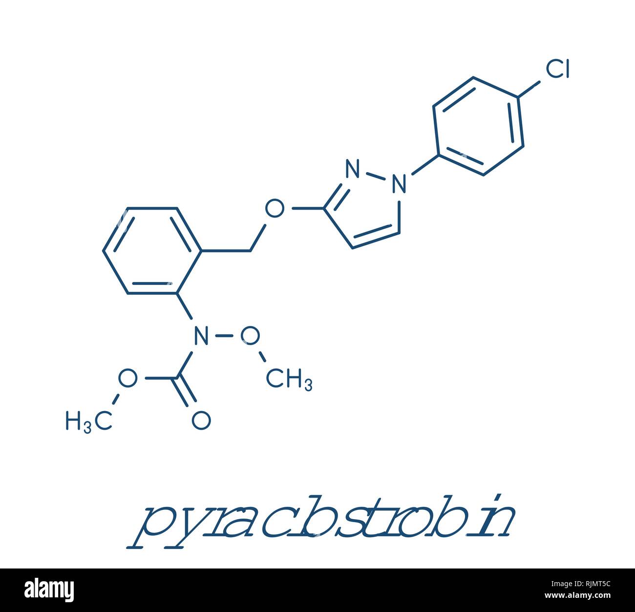 Pyraclostrobin fungizid Molekül. Skelettmuskulatur Formel. Stock Vektor