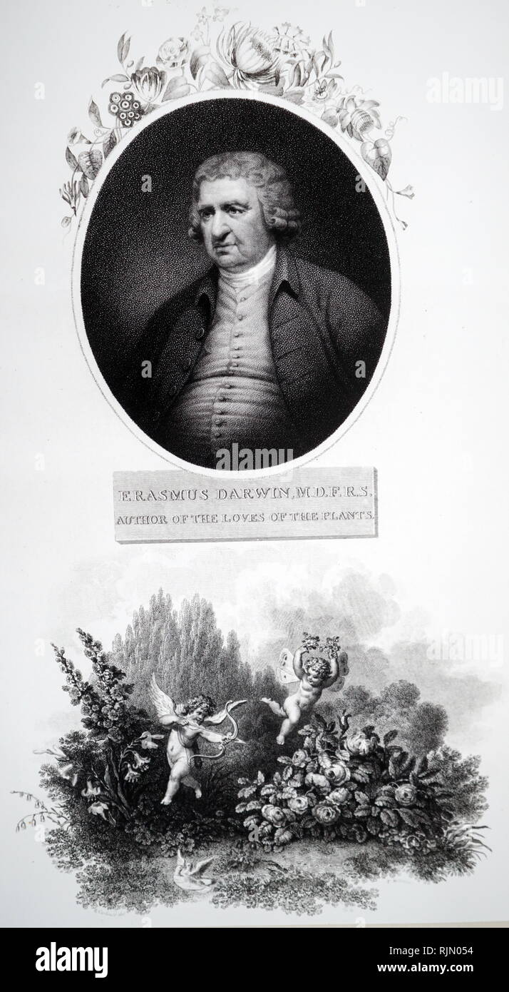 Erasmus Darwin, (1731-1802), Naturforscher und Botaniker. Abbildung seines "Die liebt der Pflanzen" ein, die von einem Druckauftrag von Thornton 1803 veröffentlicht. Stockfoto