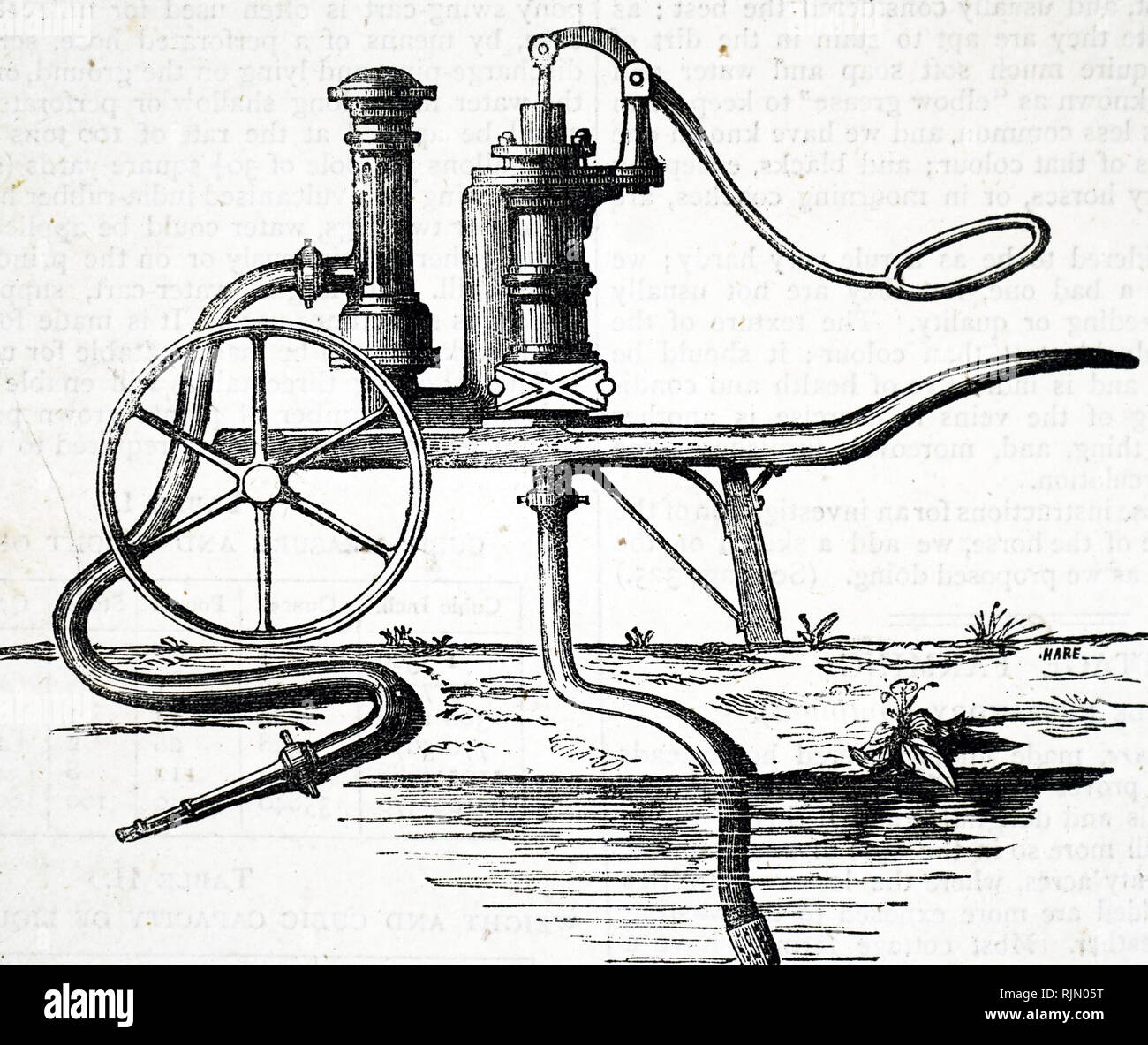 Abbildung: Ein tragbares Doppelklicken action force Pumpe für Hof oder Garten. Vom Magazin des Landes Gentleman, London, 1877 Stockfoto