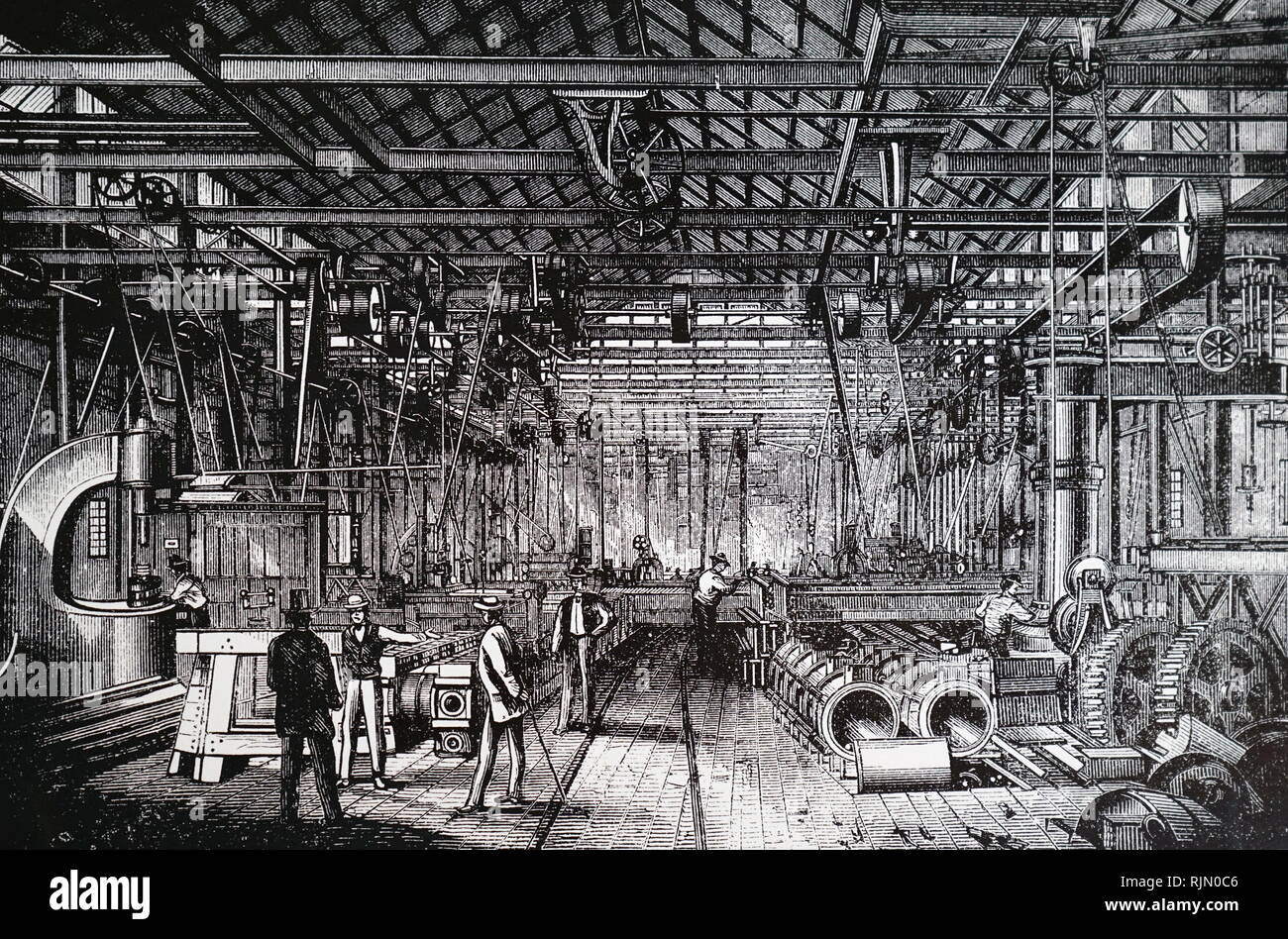 Abbildung: Mann bei der Arbeit ein Gleichgewicht Pumpe (eine Form der Förderpumpe. 1855 Stockfoto
