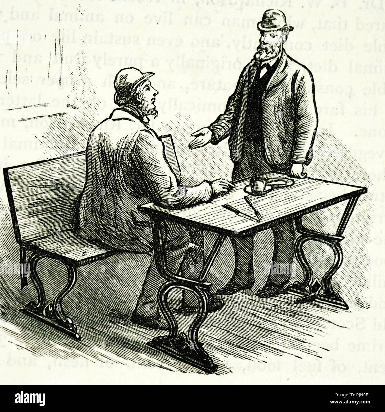 Abbildung: eine Tabelle, die ebenfalls angepasst werden könnte, um eine Bank zu bilden. 1888 Stockfoto