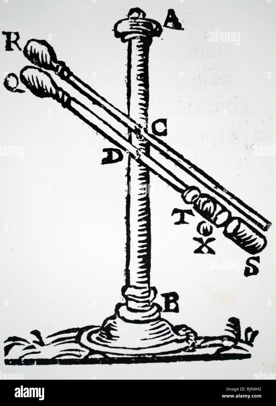 Abbildung: der unaufhörlichen Bewegung durch Magnete bewegten Gewichte erreicht. Von Athanasius Kircher Magnes Sive de Arte Magnetica, Köln, 1643 Stockfoto