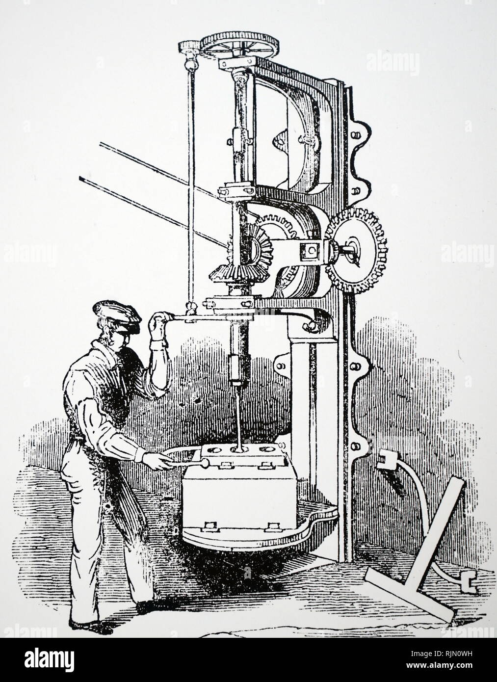 Abbildung: Maschine zum Bohren Sie die Zylinder von Dampfmaschinen, Vulcan Gießerei, Washington Street, Glasgow, Schottland, 1843 Stockfoto