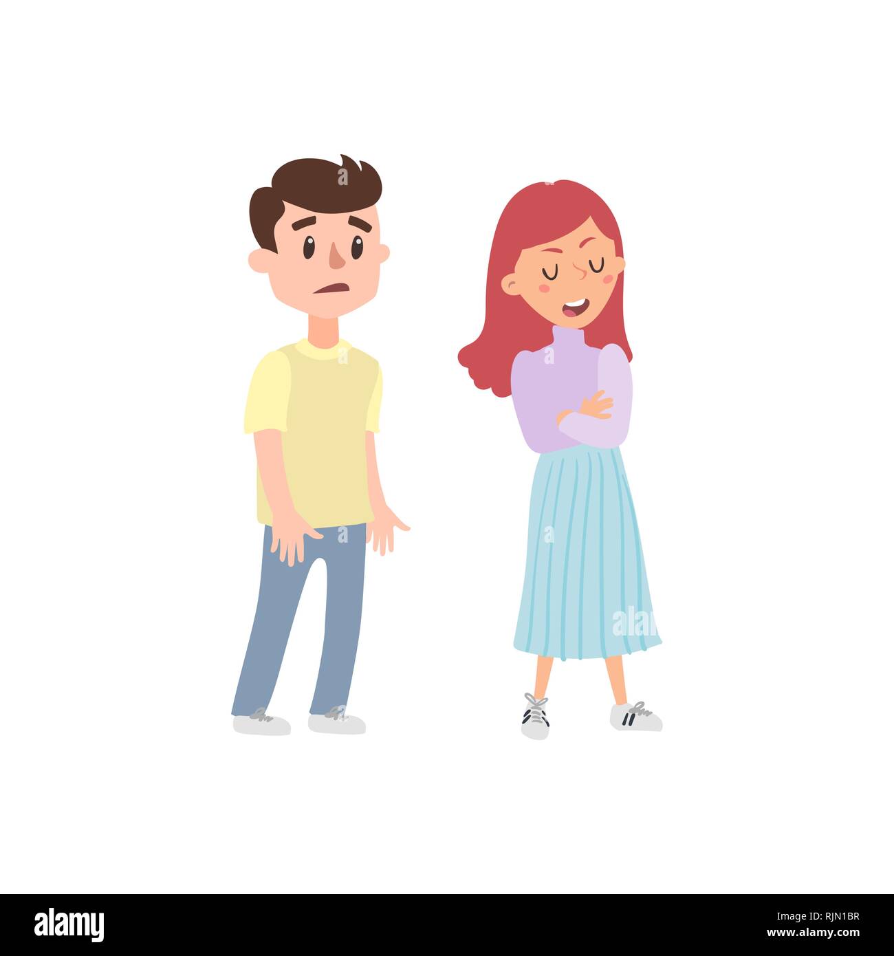 Ein Paar Junge Leute Cartoon Mann Und Frau Streiten Wutend Paar Streit Flachbild Abbildung Vector Illustration In Einem Flachen Stil Satz Von Zeichen Stock Vektorgrafik Alamy