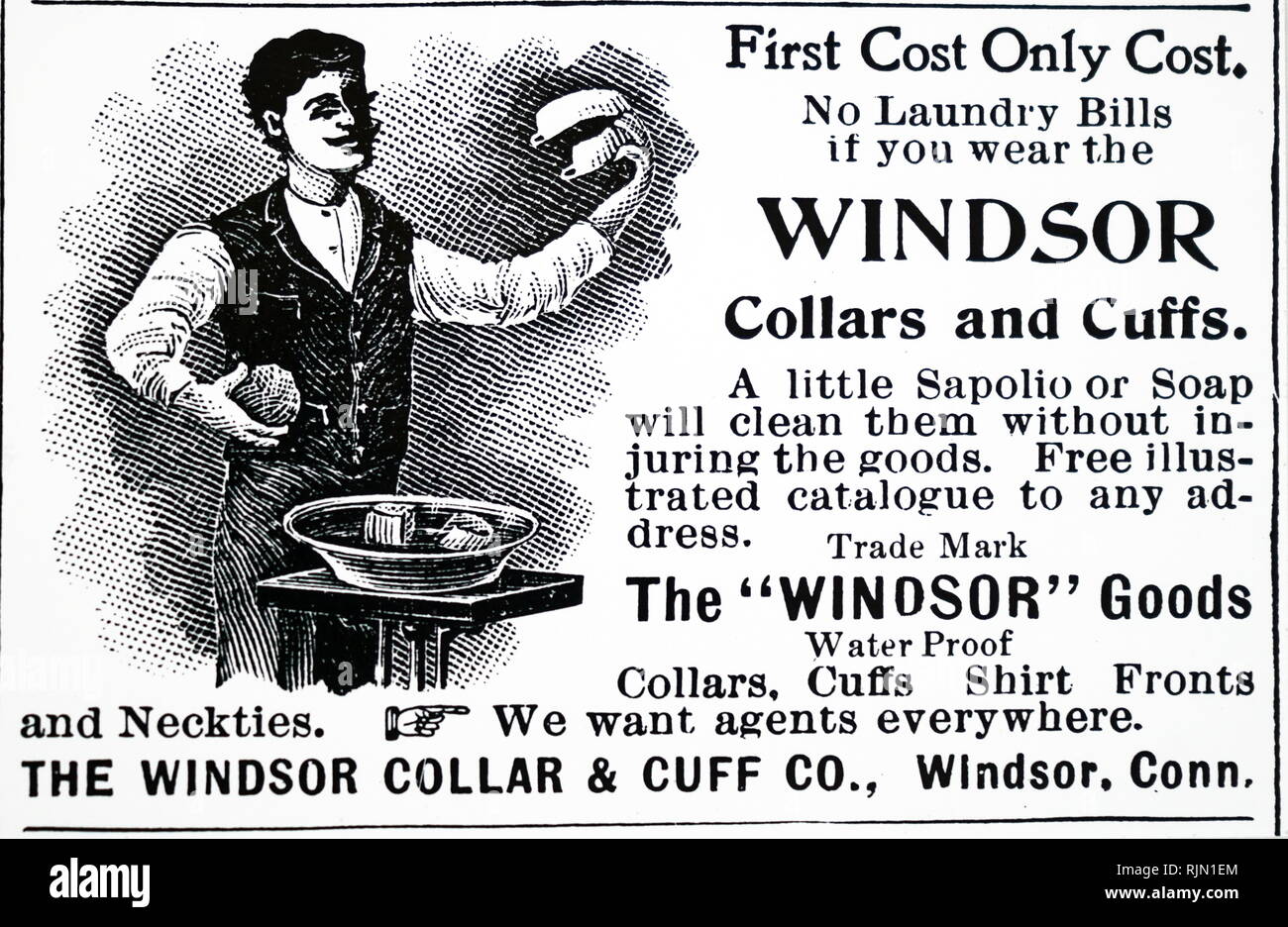 Werbung für Zelluloid, Kragen und Manschetten. Von Scientific American, 1899 Stockfoto