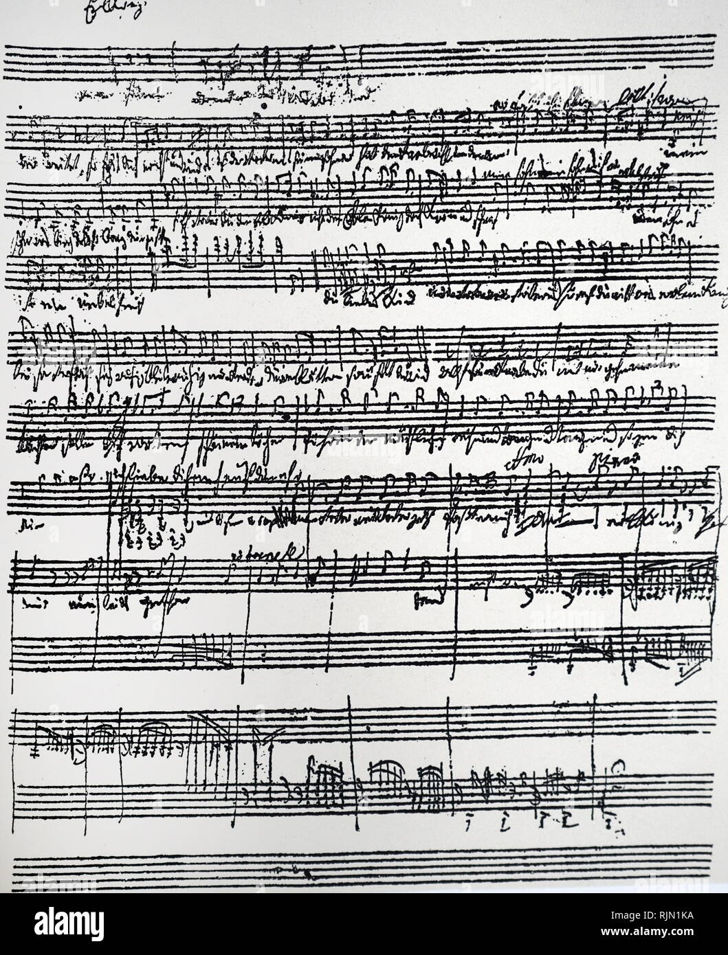 Schuberts Autograph eines vereinfachten Begleitung zu seinem Erlkonig, einer von mehreren Revisionen, Franz Schubert seine gelogen Erlkonig komponiert für Solostimme und Klavier 1815, Einstellung Text von Goethes Gedicht. Schubert überarbeitet den Song drei Mal vor seinem vierten Version veröffentlichen im Jahr 1821, als sein Opus 1; Stockfoto