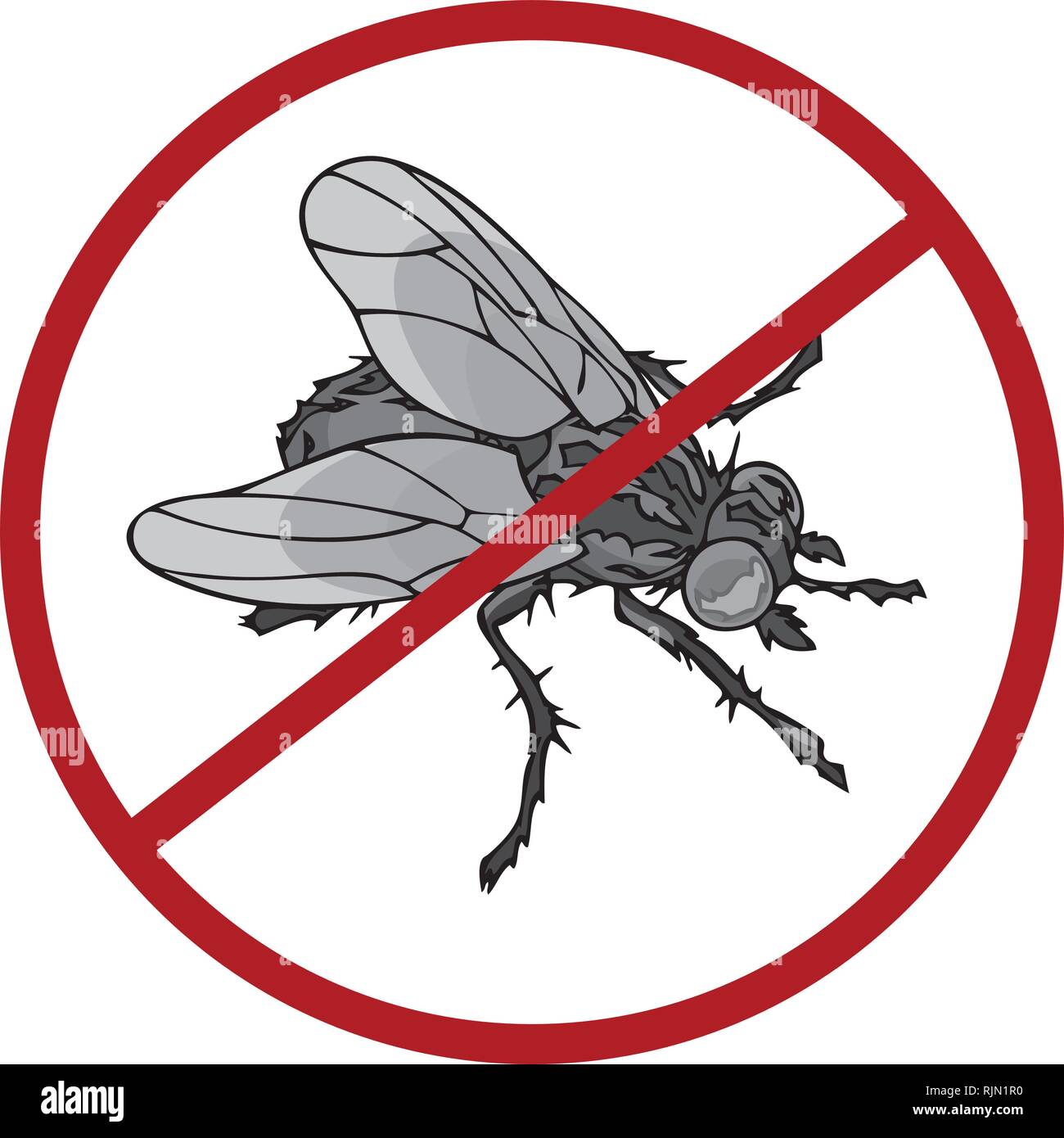 Auf vektor Illustration realistisch fliegen und STOP-Schild und bezeichnet die Vernichtung von Insekten. Stock Vektor
