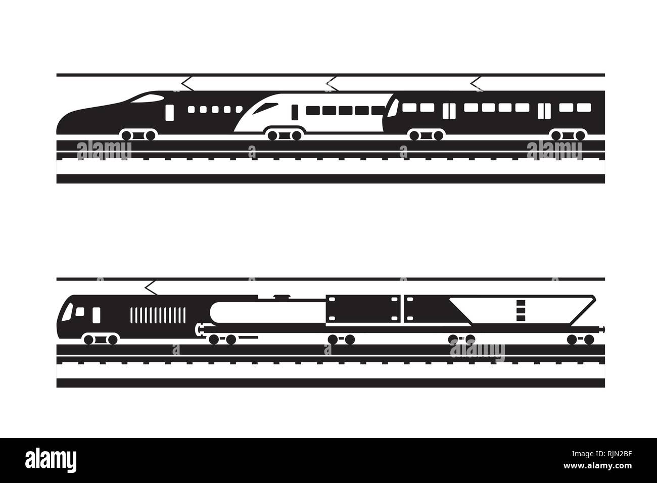 Passagier- und Freight Railway Transport - Vector Illustration Stock Vektor