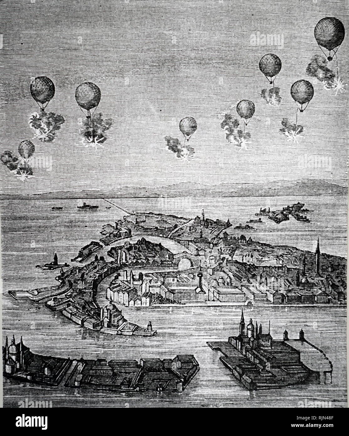 Abbildung: Österreichische Luftballons verwendet, Venedig 1849 Bombe  Stockfotografie - Alamy
