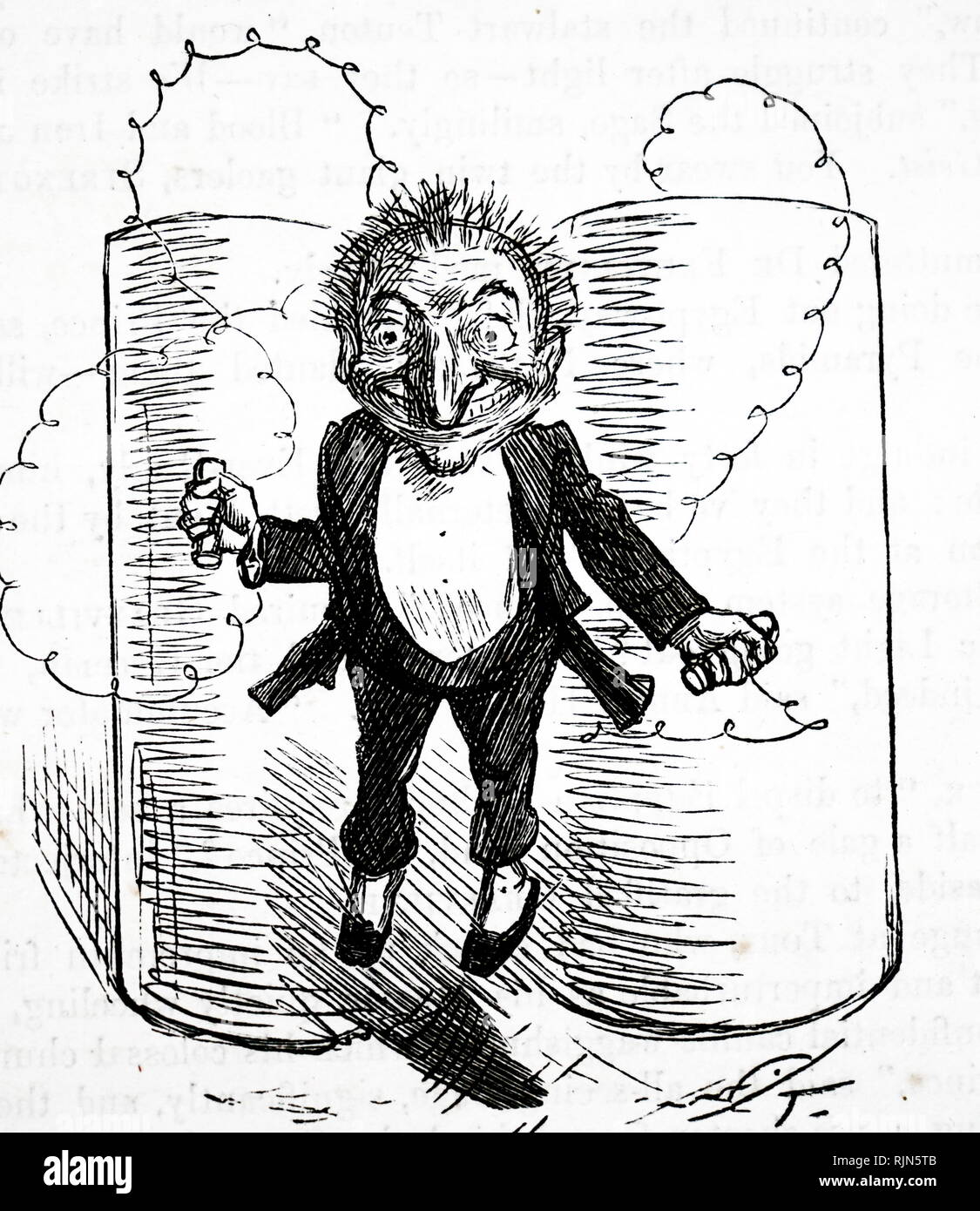 Herr Punch genießen die neuesten Party Game - elektrische Schocks. Karikatur aus dem Punch, London, 1. Juli 1882. Stockfoto