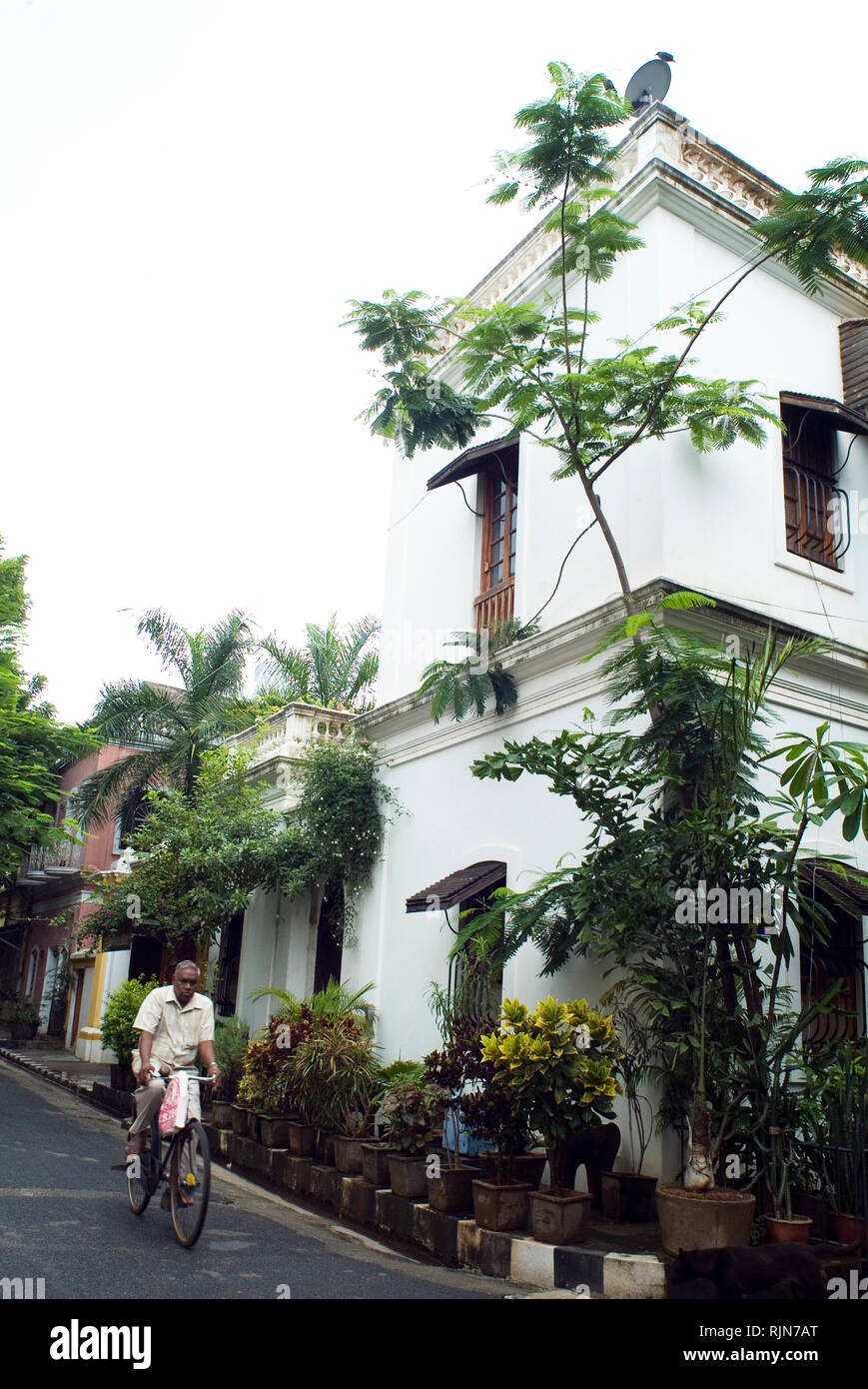 Eine Straßenszene in Pondicherry, auch bekannt als Puducherry. Stockfoto