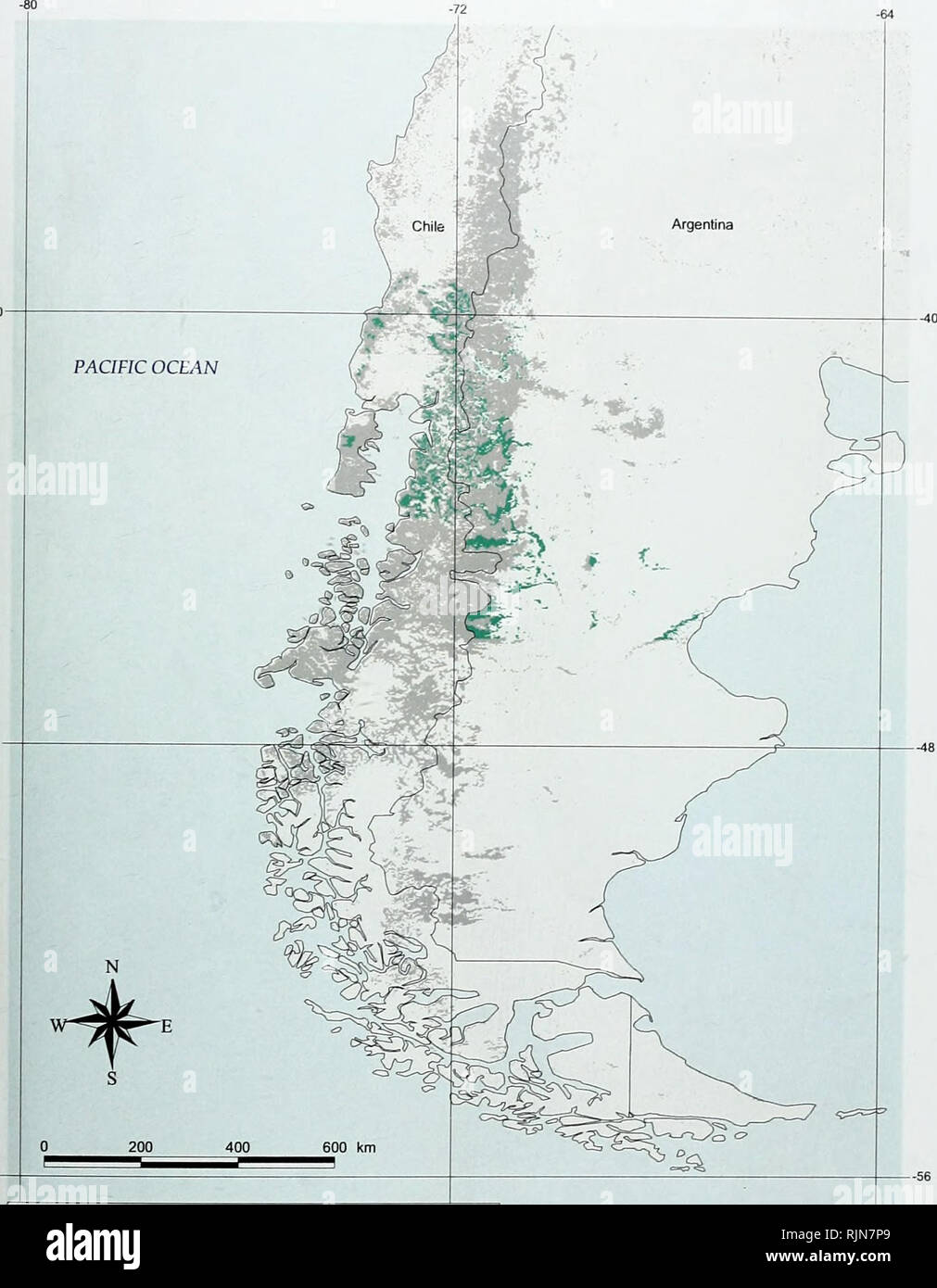 . Bambus Biodiversität: Afrika, Madagaskar und in Nord- und Südamerika. Bambus; biologische Vielfalt; Bambus; biologische Vielfalt; Bamboe ; Biodiversiteit; Bambusgewa? chse; Bambus; biologische Vielfalt; Naturschutz; Karten; Afrika; Madagaskar; Nord- und Südamerika. Bambus Artenvielfalt. Karte 3.17. Mögliche Verteilung von Chusquea culeou Native: innerhalb der bestehenden Waldfläche Die Waldfläche mit keine Datensätze von Chusquea culeou 59. Bitte beachten Sie, dass diese Bilder extrahiert werden aus der gescannten Seite Bilder, die digital haben für die Lesbarkeit verbessert - Färbung und Aussehen dieser Abbildungen können nicht Perfekt resemb Stockfoto