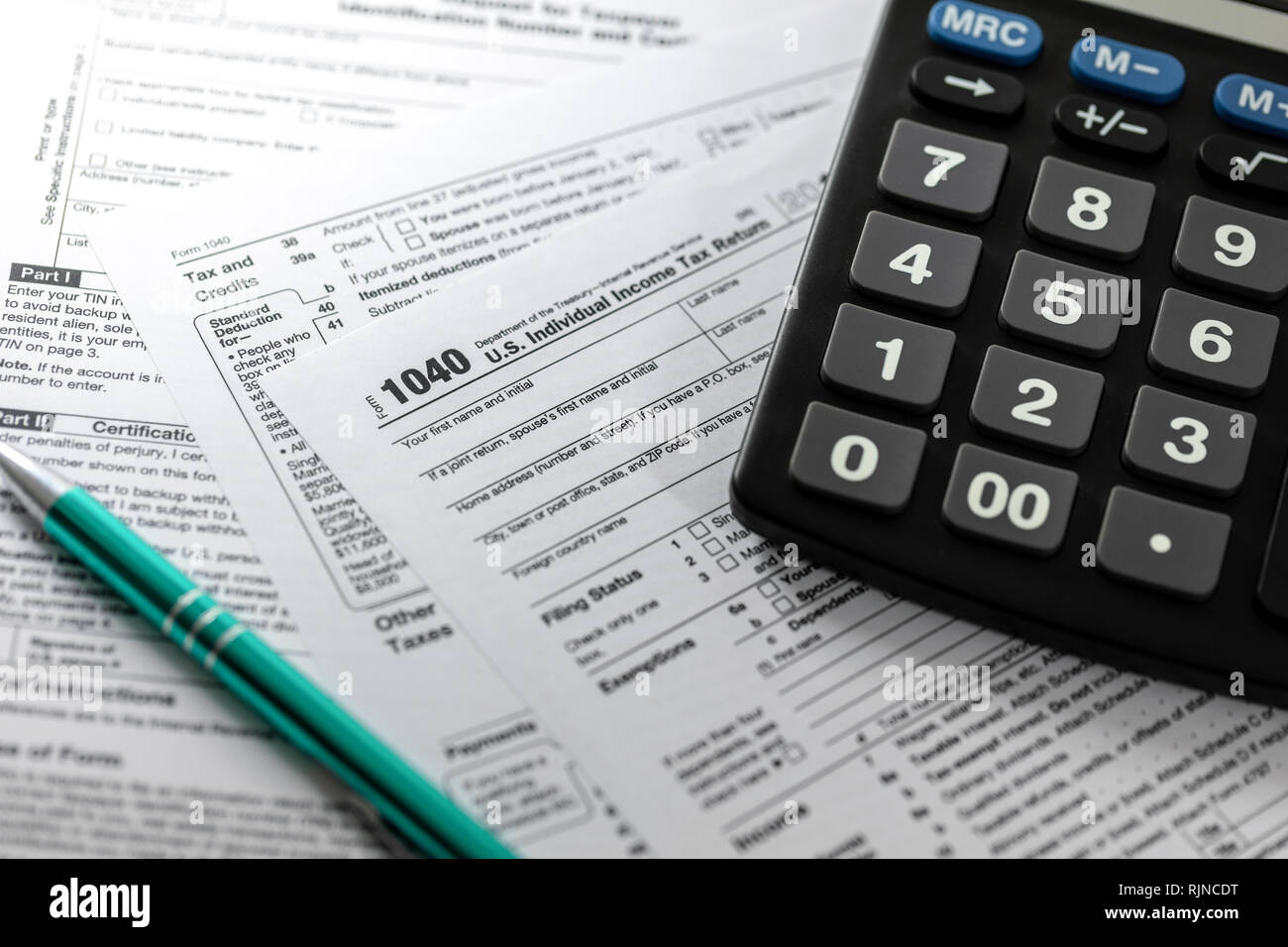Anmeldung usa individuelle Einkommensteuererklärung Formular 1040 Stockfoto