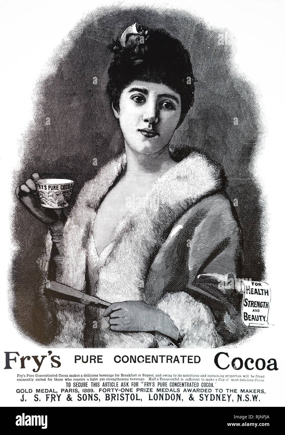 Eine Werbung für die Bundesrepublik Jugoslawien die Kakao. Vom 19. Jahrhundert Stockfoto