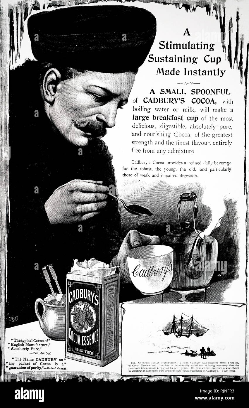 Eine Werbung für Cadbury Cocoa. Vom 19. Jahrhundert Stockfoto