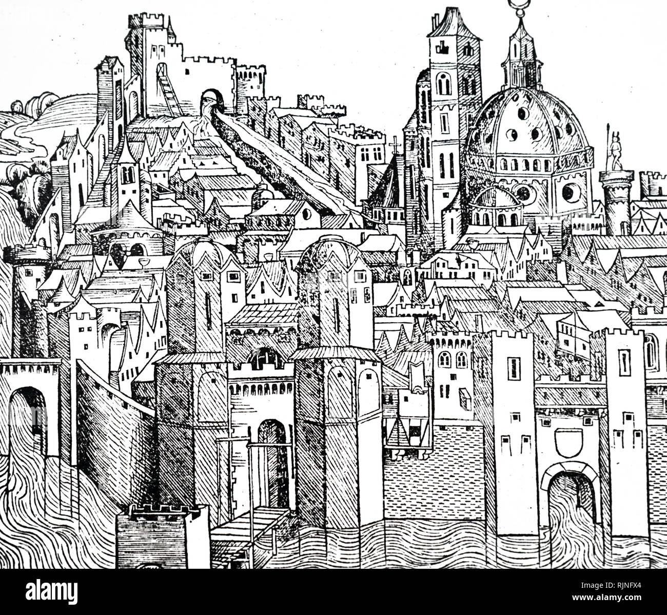Ein holzschnitt Kupferstich, Marseille (massilia). Vom 15. Jahrhundert Stockfoto