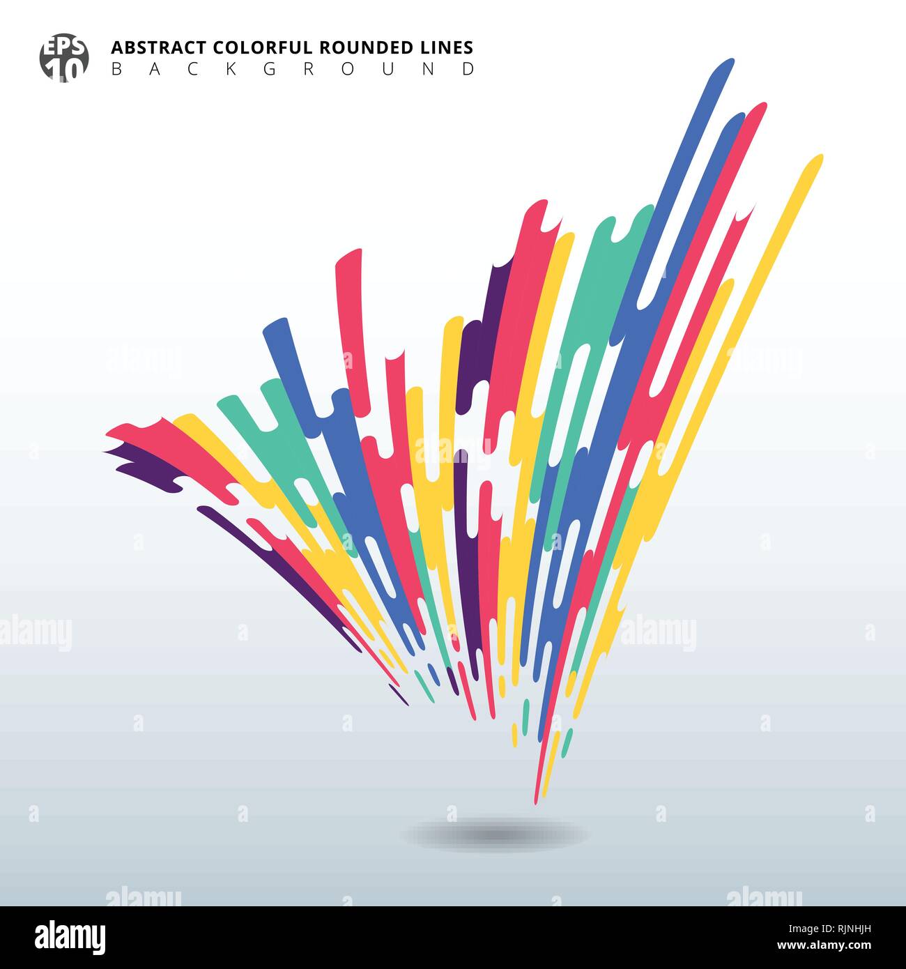 Abstrakte verzerrte Elemente bunten abgerundeten Linien Halftone Übergang Perspektive Hintergrund. Vector Illustration Stock Vektor