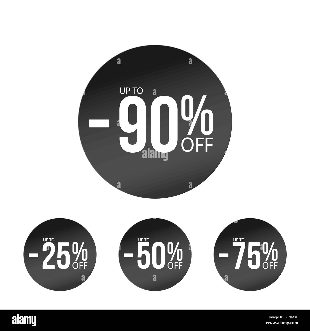 Black Discount Sticker mit Verkauf Prozent eingestellt. Prozent weg Element Stock Vektor