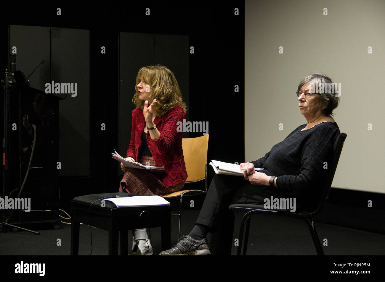 Sprechen ein Screening von Marylin Monroe Niagara in der Universität von birkbeck Kino, Panel, bestehend aus Laura Mulvey und Jacqueline Rose zu begleiten. Stockfoto