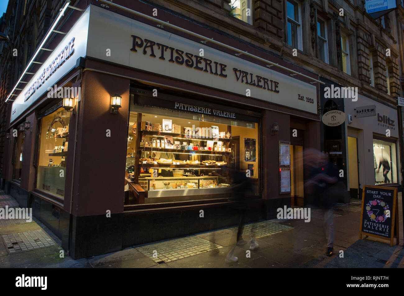 Glasgow, UK. 25. Januar 2019. Patisserie Valerie ist eine Kette von Cafés, die im Vereinigten Königreich tätig ist. Die Kette ist spezialisiert auf hausgemachte Kuchen, ein Stockfoto