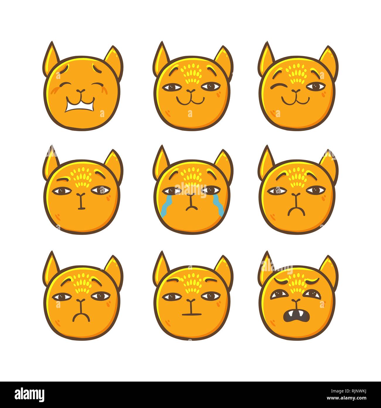 Der Vektor cat Emoticons in line Stil. Süße Katze emoji im Comic-stil.  Flache Emoji auf weißem Hintergrund. Emoticons Sammlung für Chat. Ve  Stock-Vektorgrafik - Alamy