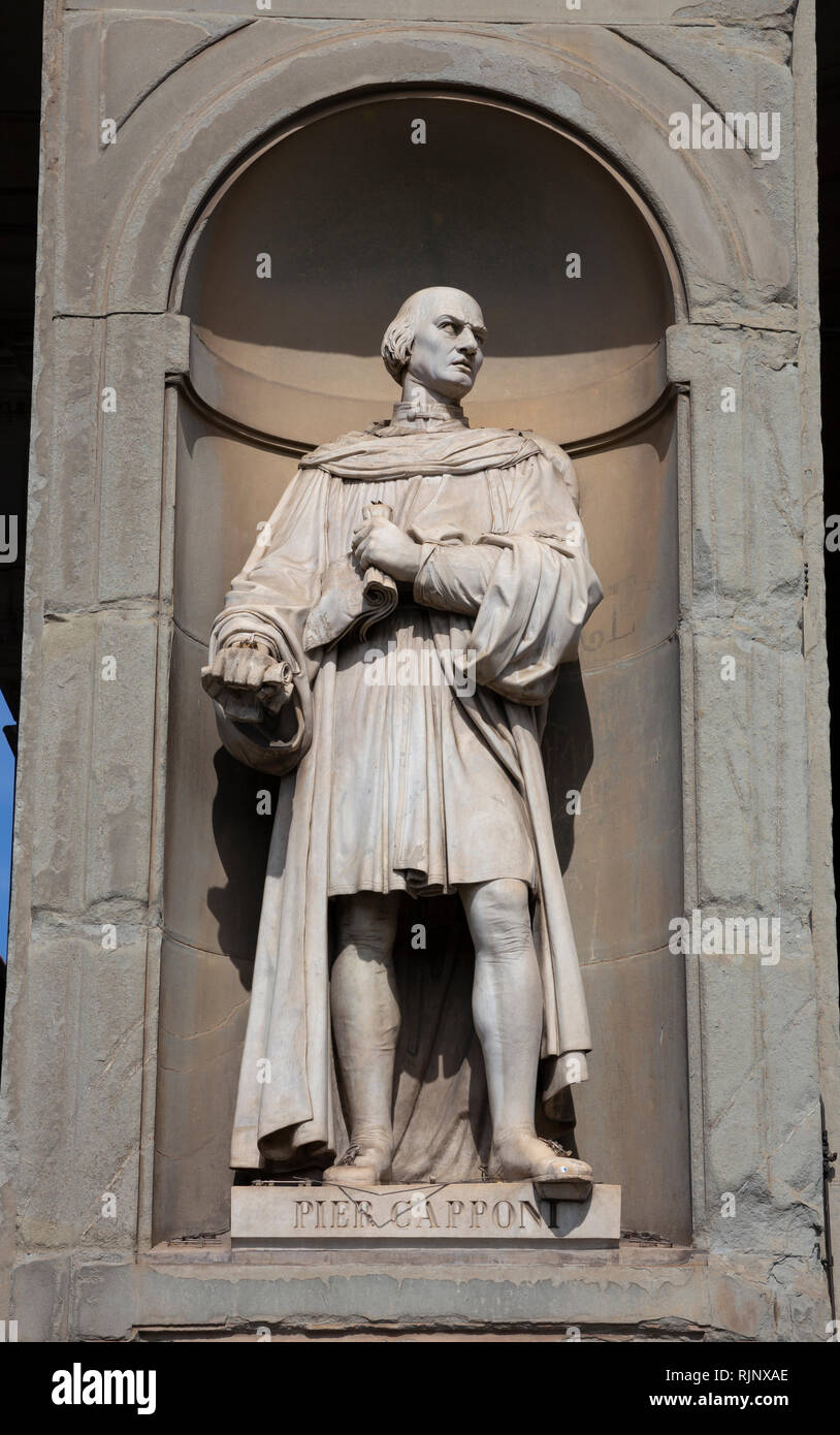 Statue von Pier Capponi in den Uffizien in Florenz, Italien Stockfoto