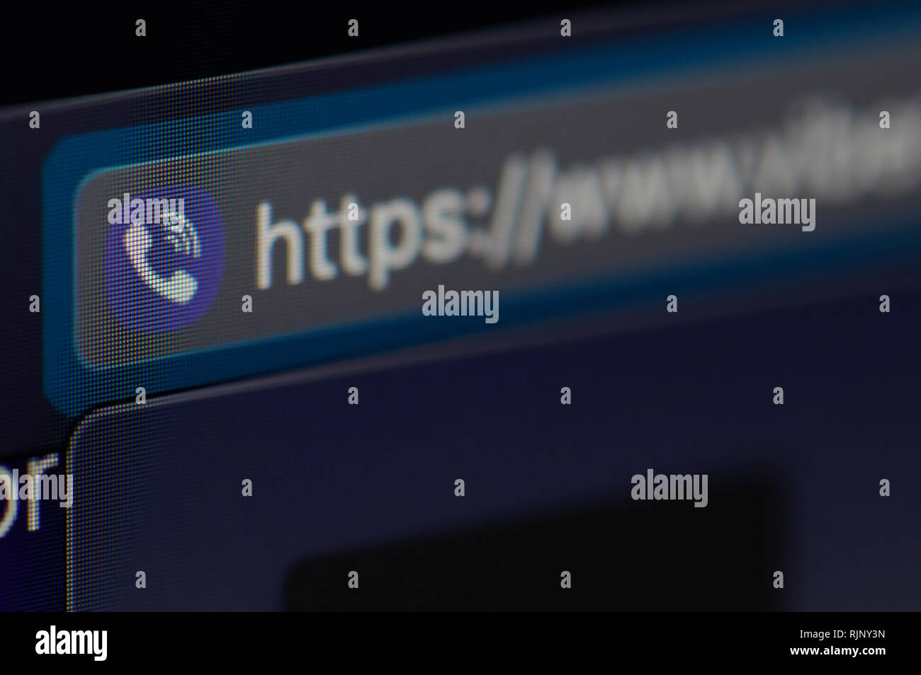 New York, USA - Februar 6, 2019: viber Symbol auf der offiziellen Webseite auf das Gerät mit dem Bildschirm pixelated Nähe zu sehen. Stockfoto