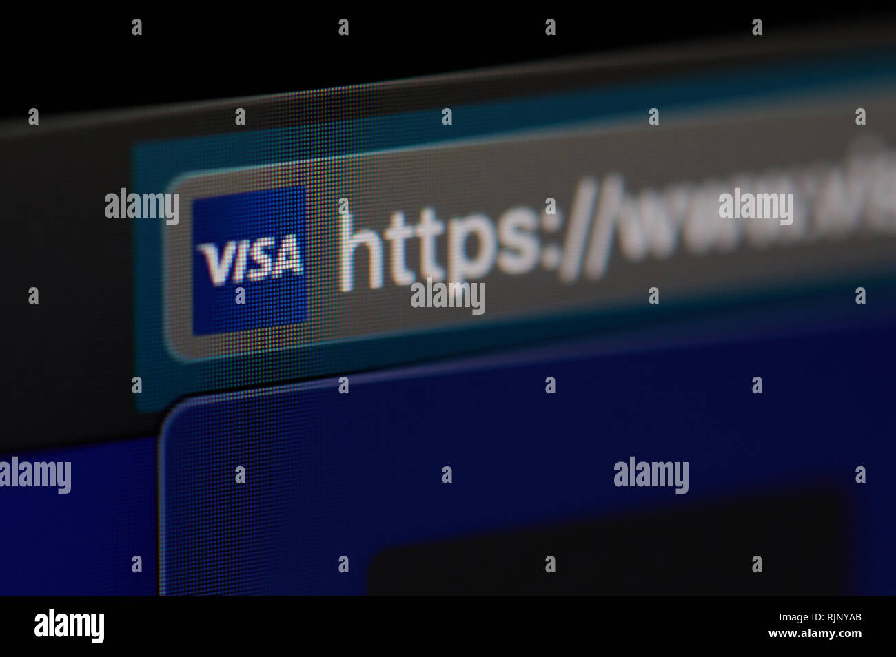 New York, USA - Februar 6, 2019: Visa electron Symbol auf der offiziellen Webseite auf das Gerät mit dem Bildschirm pixelated Nähe zu sehen. Stockfoto