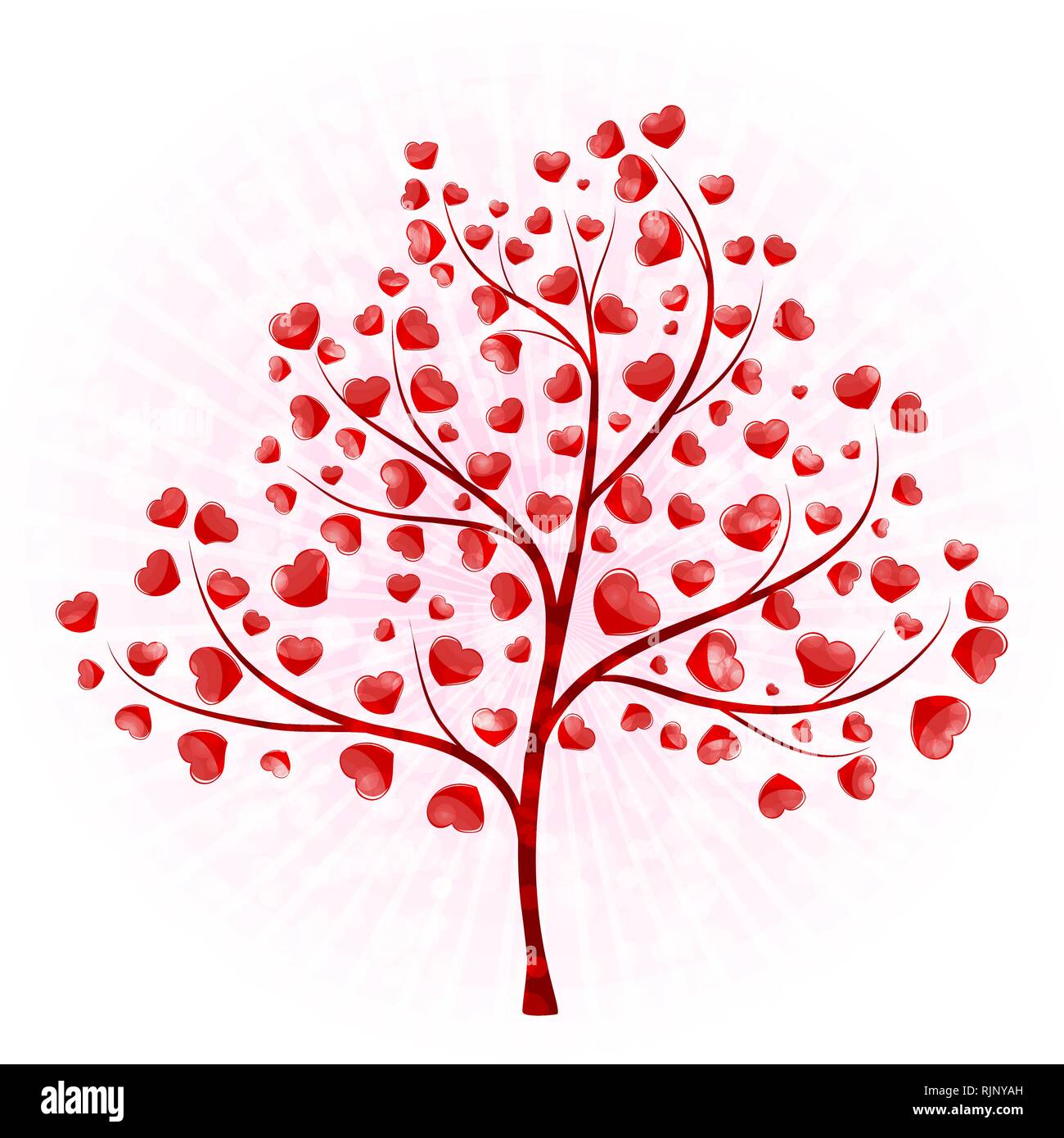 Liebe Baum mit Blättern von Herzen Vector Stock Vektor