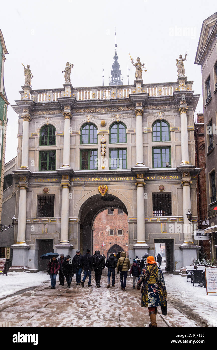 Złota Brama, Golden Gate, 1614, von Abraham van den Verstopf t, Długi Targ, Langer Markt, Danzig, Polen Stockfoto