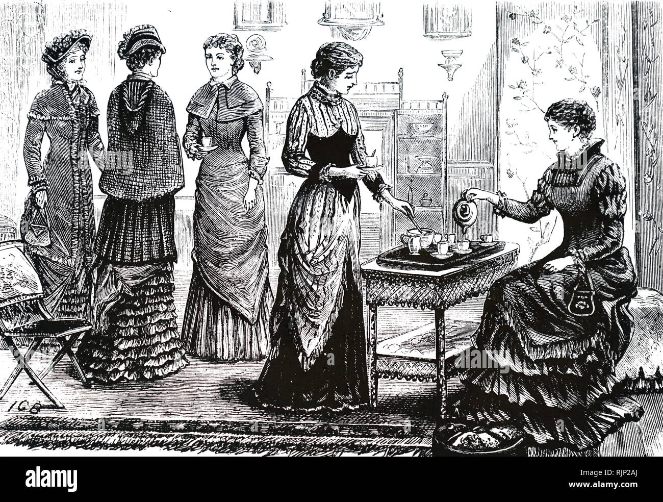 Eine Gravur der Darstellung einen Tee am Nachmittag. Vom 19. Jahrhundert Stockfoto