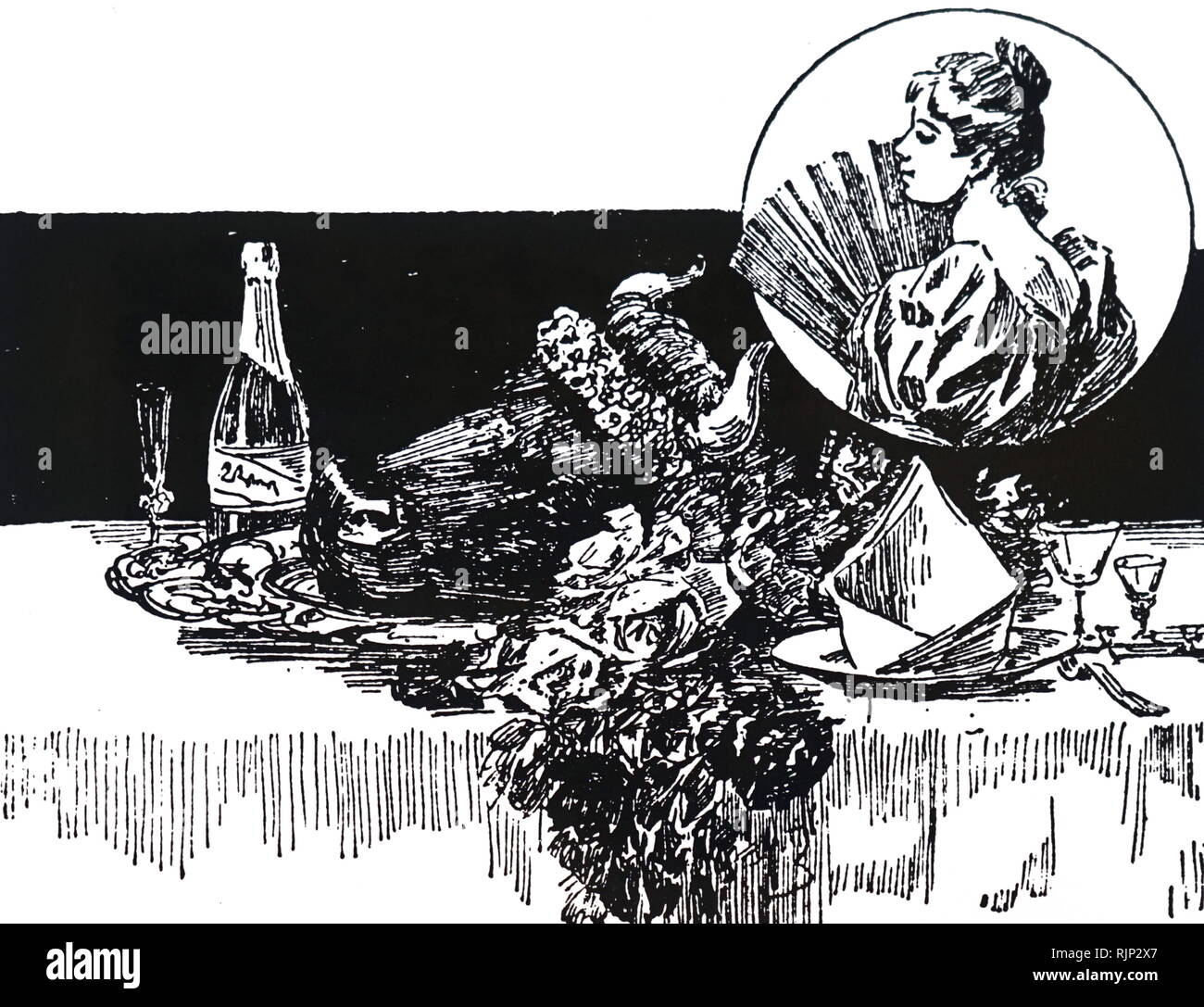 Eine eingravierte Saitenhalter aus praktischen Kochbuch der Liebig Unternehmen, London. Vom 19. Jahrhundert Stockfoto