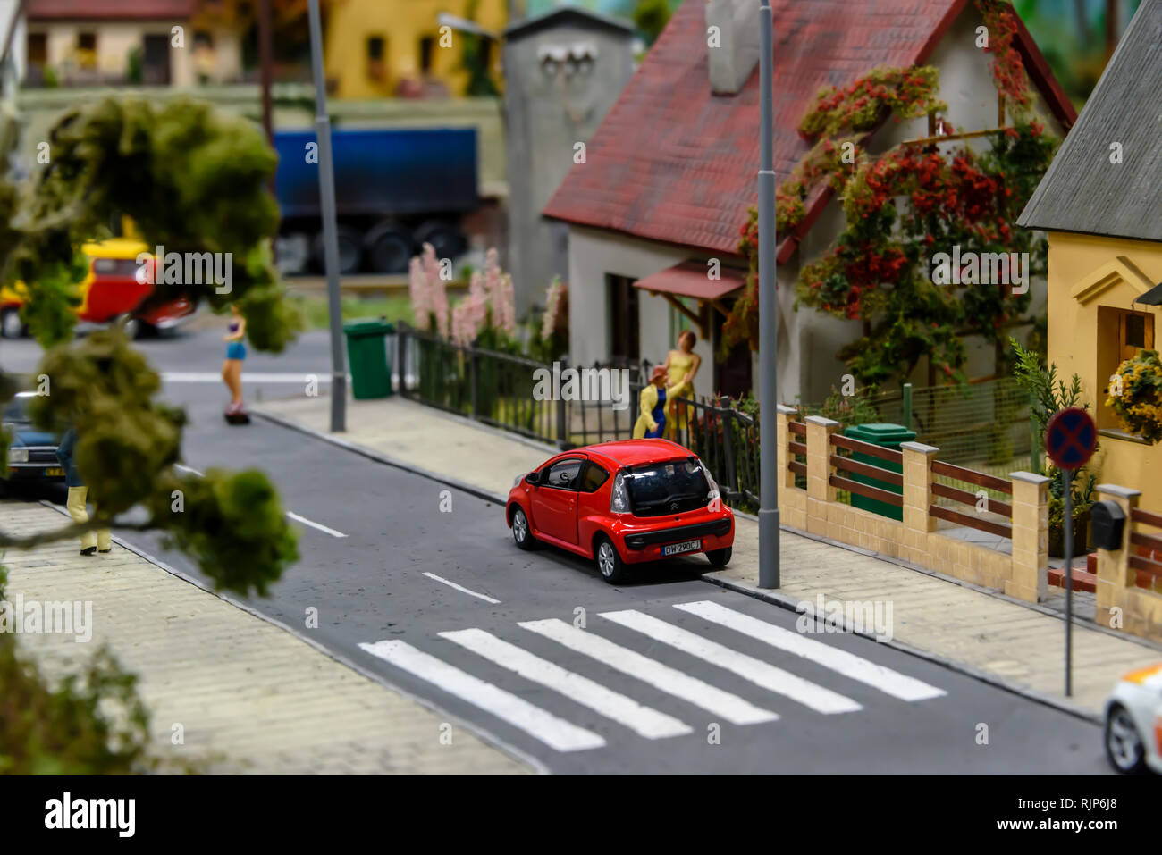 Miniatur Modell eines typischen polnischen Straße, an Kolejkowo, Breslau, Breslau, Wroclaw, Polen Stockfoto