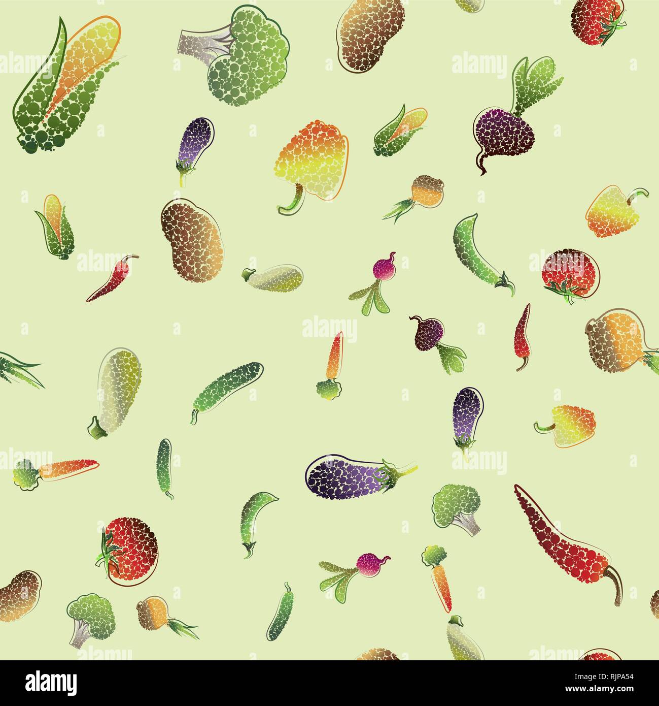 Nahtlose Muster mit farbigen Gemüse. Vector Illustration für Ihr Design Stock Vektor