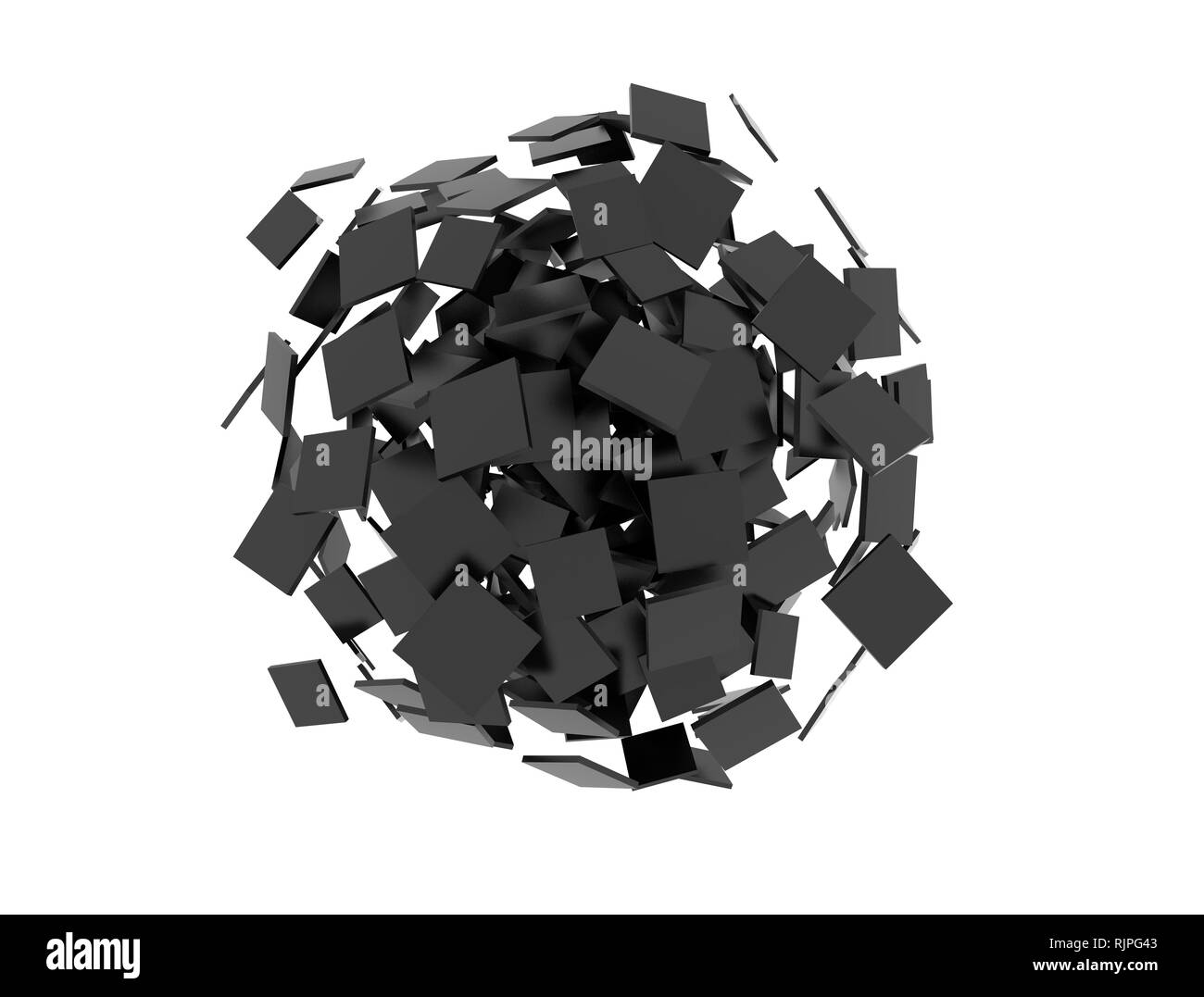 Zusammenfassung Cluster aus schwarzer Leere 3d-Quadrate Stockfoto