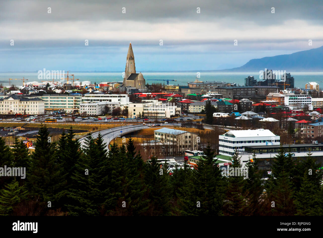 Sehenswürdigkeit Blick auf Reykjavik, der Hauptstadt Islands Stockfoto