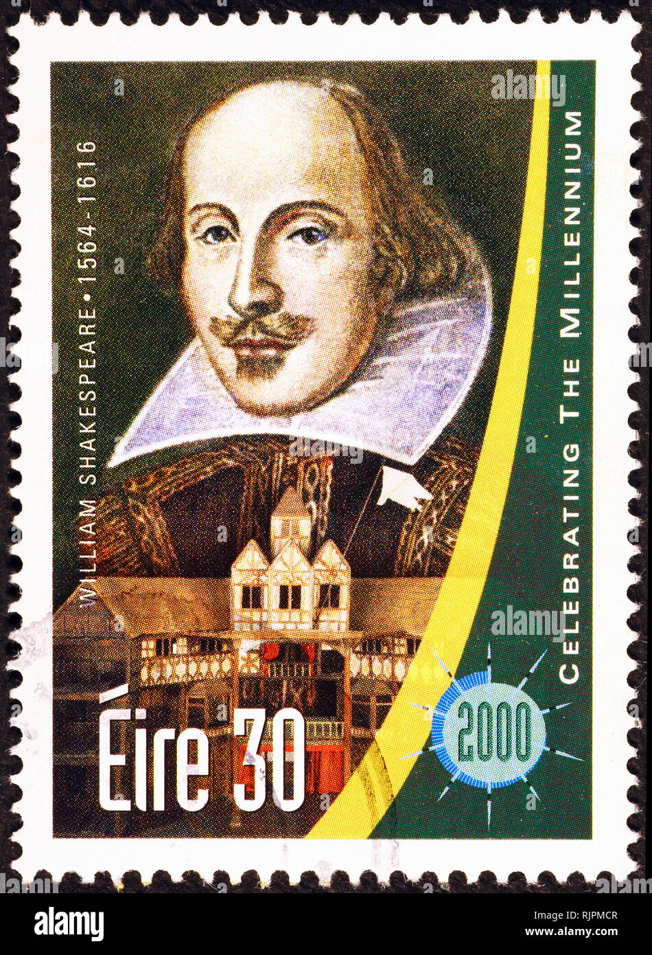 William Shakespeare auf irischen Briefmarke Stockfoto