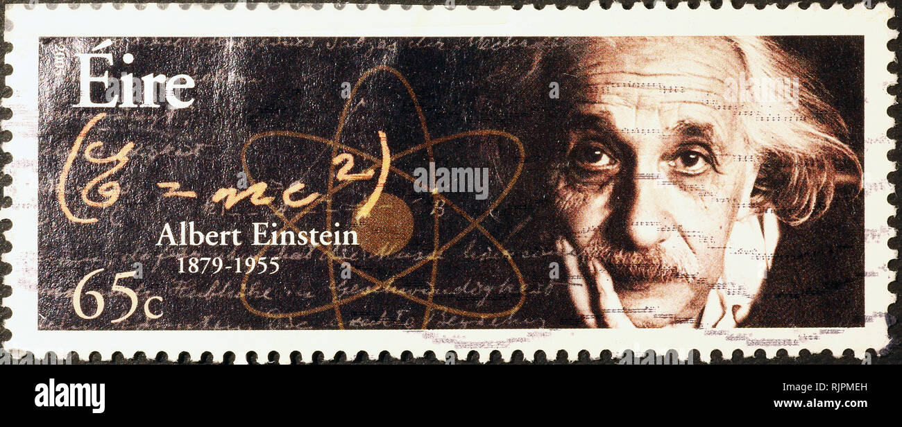Albert Einstein auf irischen Briefmarke Stockfoto
