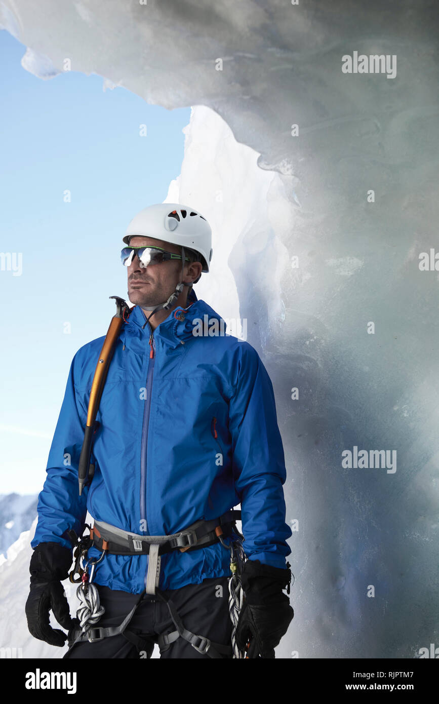 Portrait von Bergsteiger, Chamonix, Rhône-Alpes, Frankreich Stockfoto