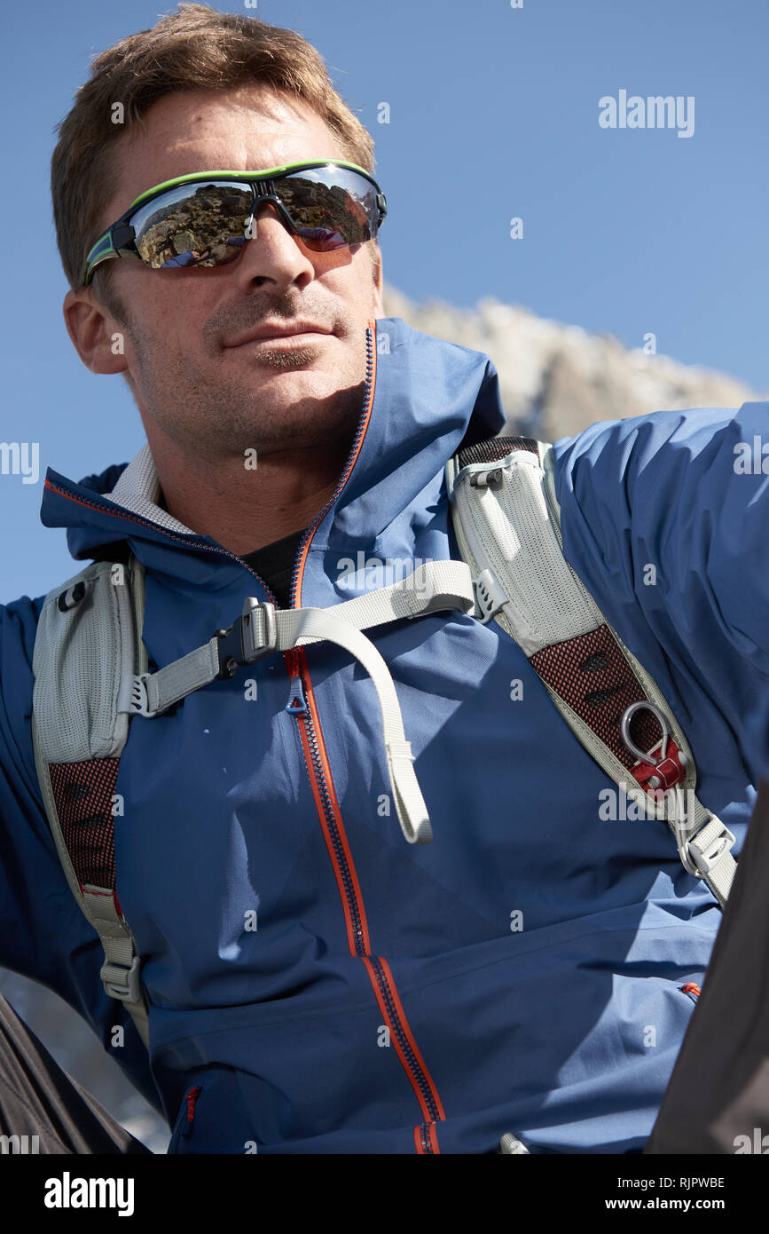 Portrait von Bergsteiger Stockfoto
