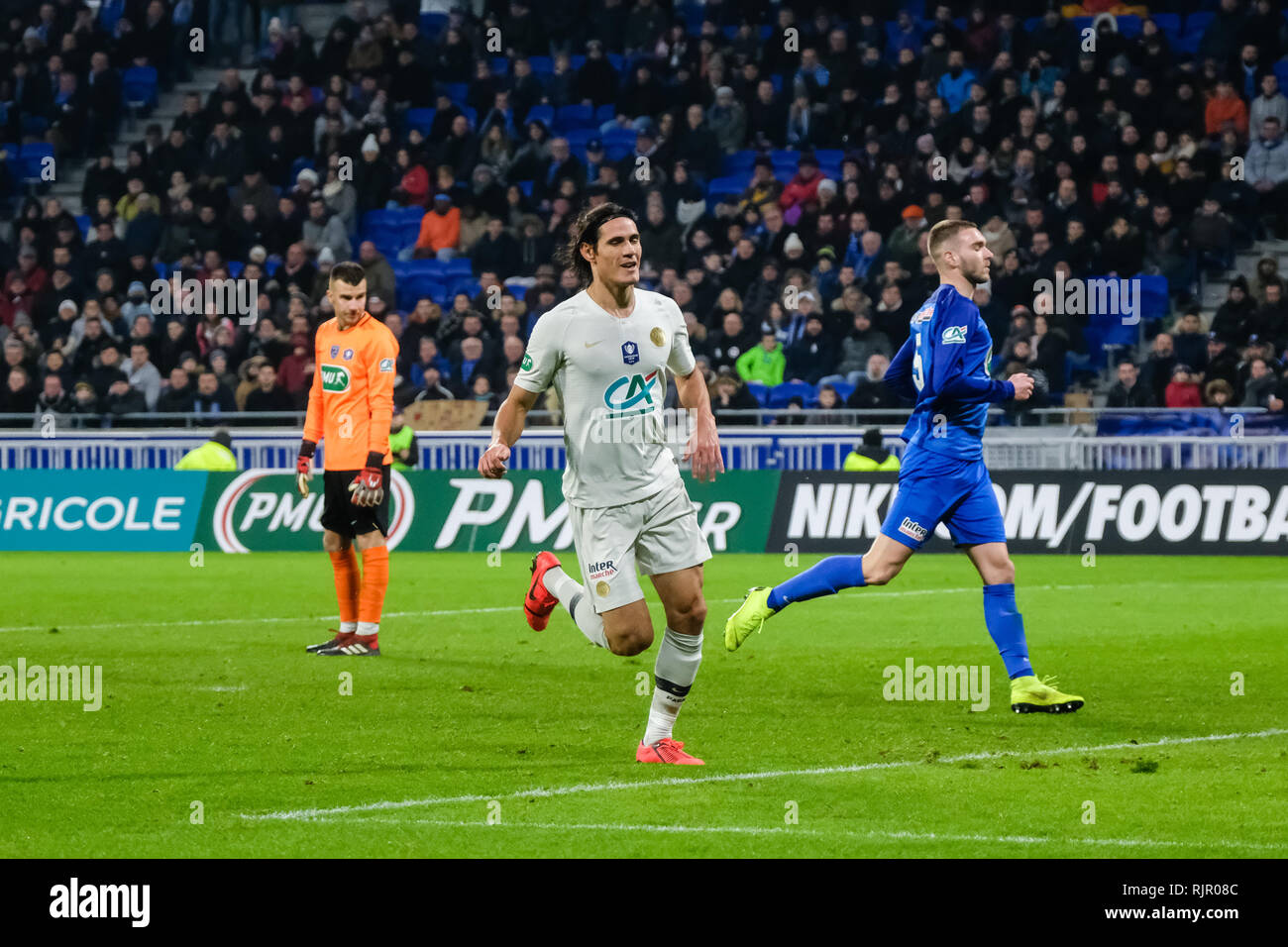 Edinson Cavani nach seinem Ziel Stockfoto