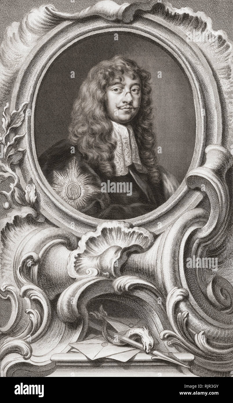 Henry Bennett, 1. Earl von Arlington, alias Baron Arlington, 1618 - 1685. Englische Staatsmann. Staatssekretär unter Charles II. Aus der Ausgabe 1813 Der Leiter der illustren Personen von Großbritannien, gestochen von Herrn Houbraken und Herr Vertue mit Ihrem Leben und Zeichen. Stockfoto