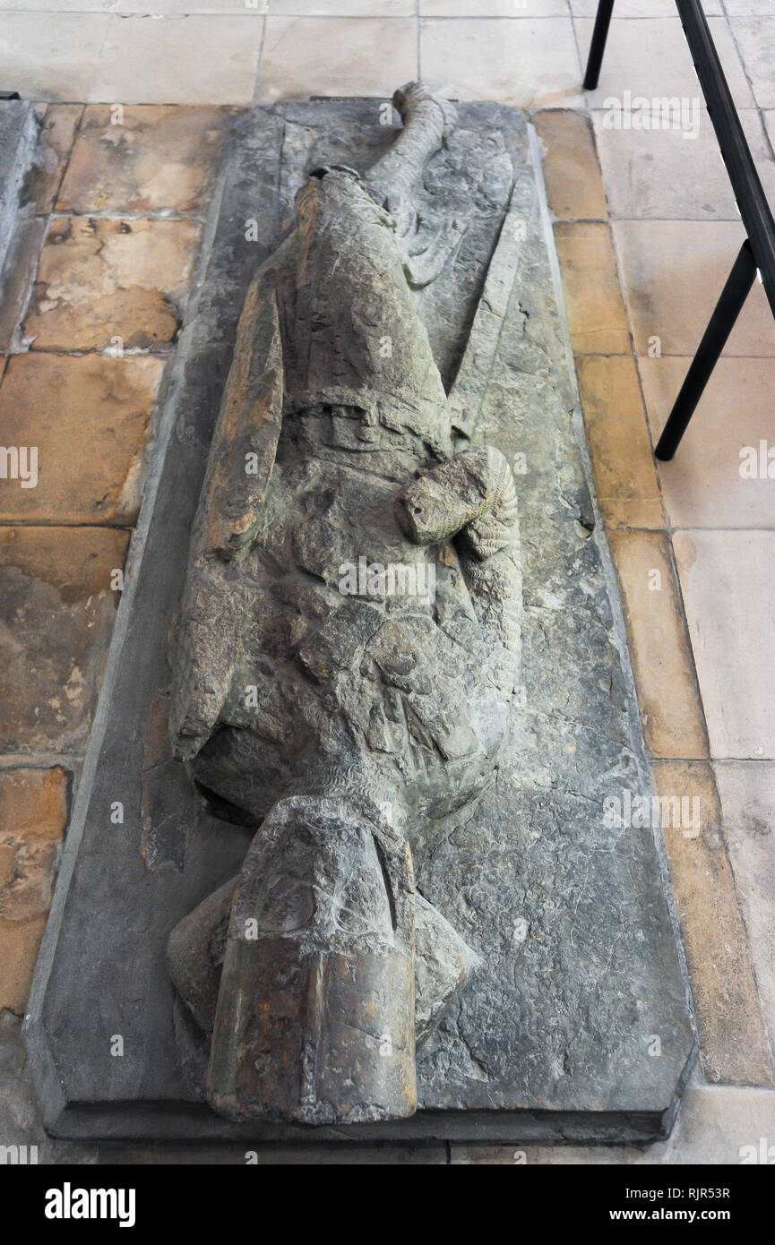 Geoffrey de Mandeville, 1st Earl of Essex, Bildnis im romanischen Tempel Kirche Erbaut 1185 durch Ritter Templer von Dan Brown's 2003 best-selling n Stockfoto